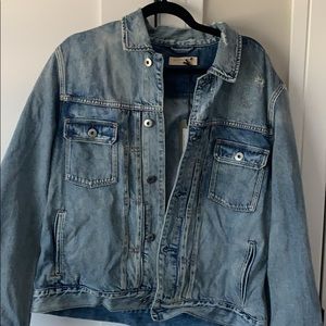 Men’s AllSaints Dunamore Distressed Denim Jacket. Size L. NWT